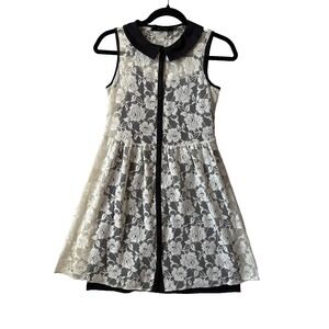 Eric Lani Cream Lace Peter Pan Collar Black Cami Dress Coquette Whimsigoth S